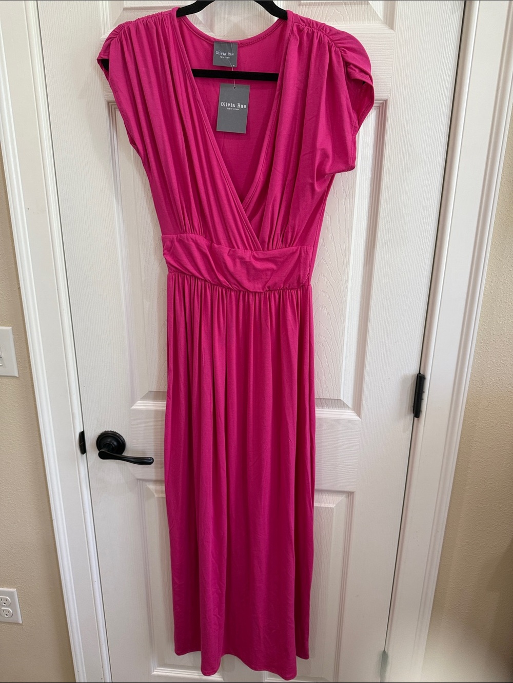 Olivia Rae Fuchsia Surplice Maxi Dress